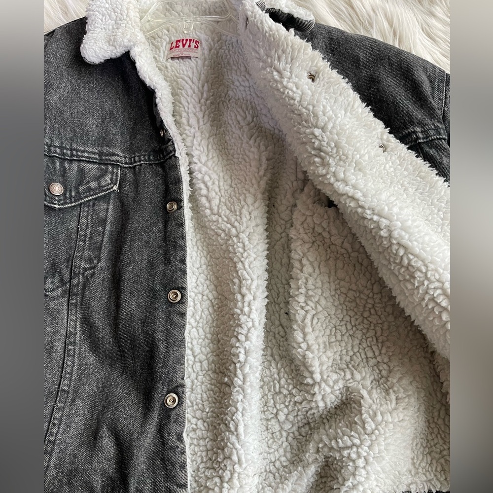 Vintage Levi’s Sherpa Lined Trucker Jacket Black XL (Made In The U.S.A) - Picture 5 of 7